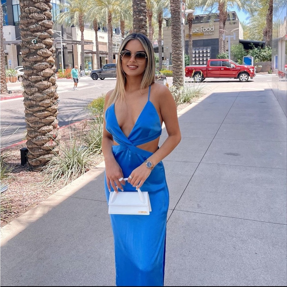 Zara Satin Effect Cut Out Dress